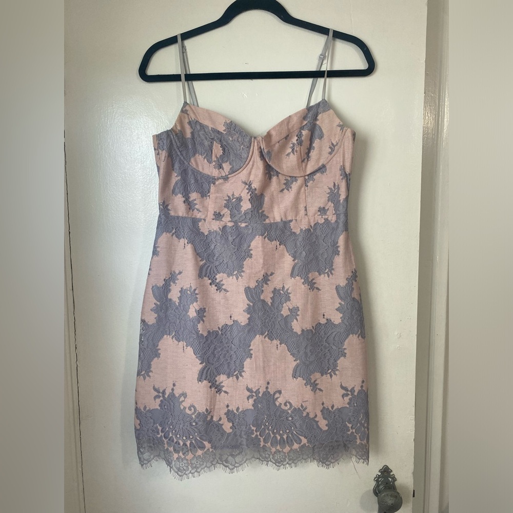 Storia Lace Purple and Pink Mini Slip Dress